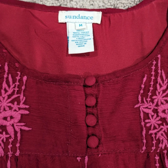 Sundance pink red embroidered tunic top size medium - Picture 4 of 9